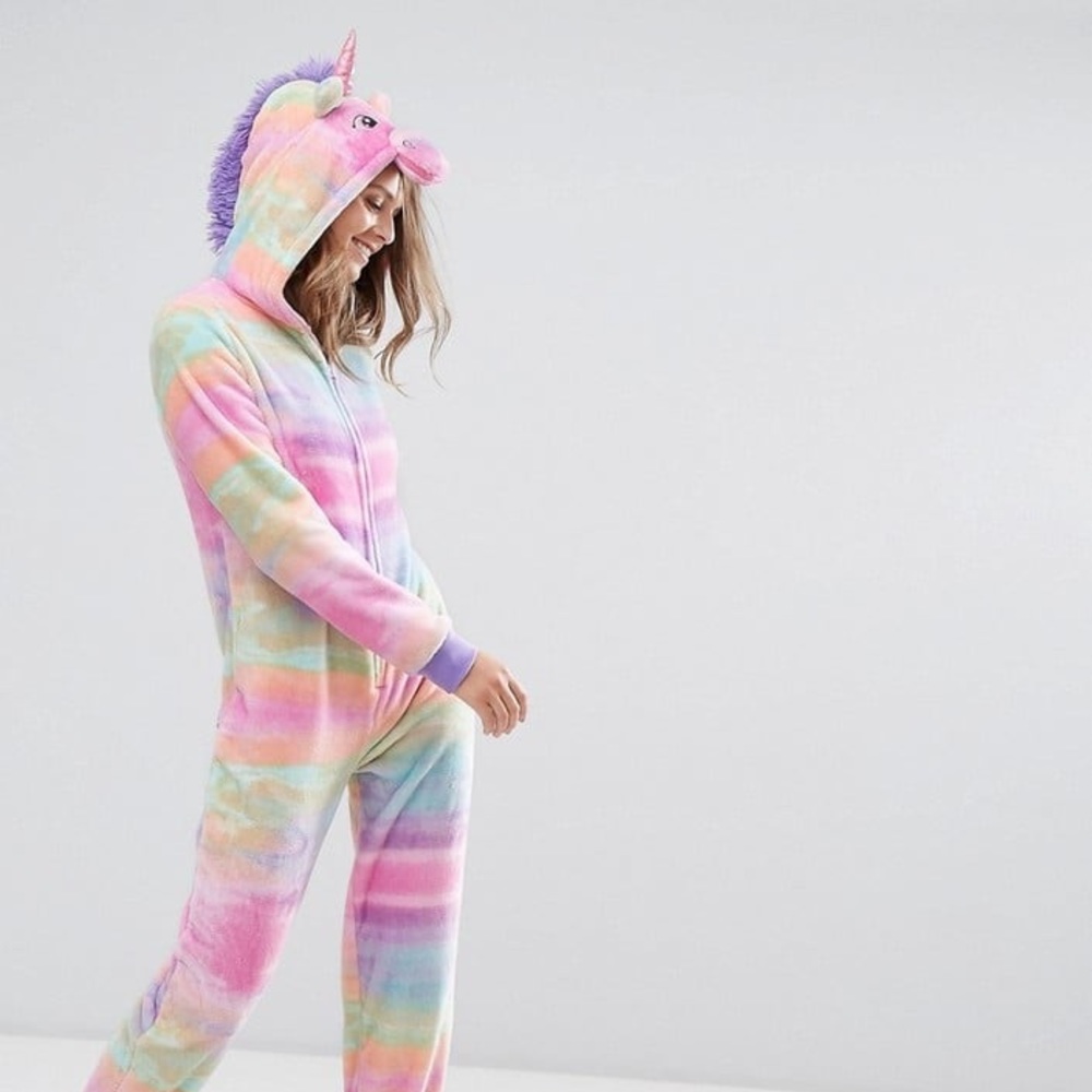 *SOLD* NWOT Asos Loungeable Rainbow Unicorn Onesie - Picture 1 of 6